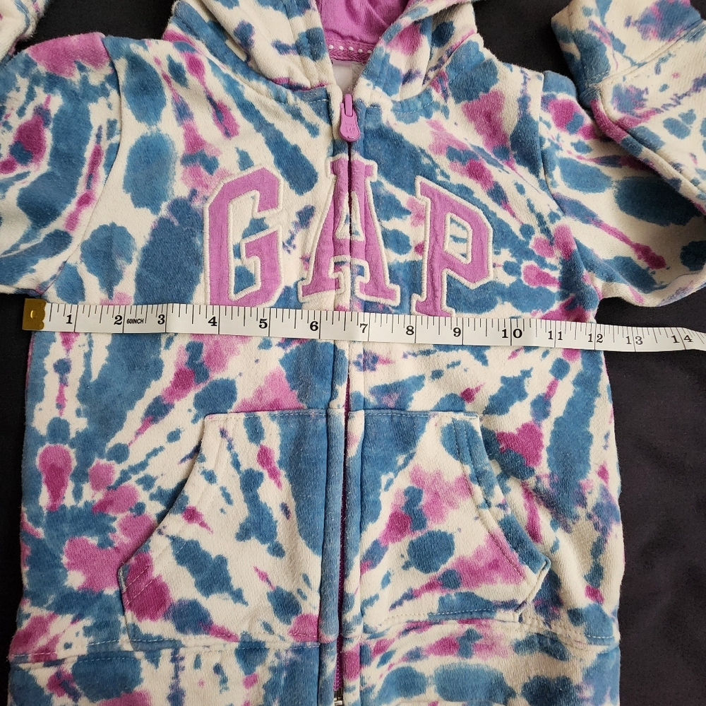 Baby Gap Logo Print Zip Hoodie Pink Blue White Girls 3 Years - Picture 8 of 8